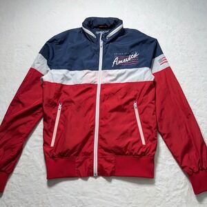 RSVLTS‎ The Roosevelts USA America Flag Windbreaker Jacket Mens M Navy Red White